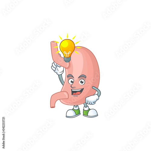 A genius stomach mascot character design have an idea