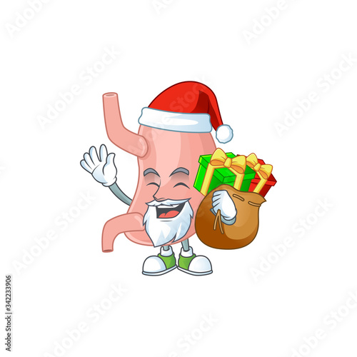 Santa stomach Cartoon character design with sacks of gifts