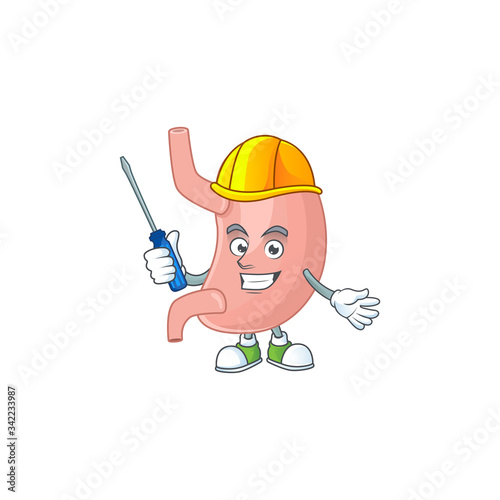 Smart automotive stomach presented in mascot design style