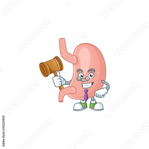 Charismatic Judge stomach cartoon character design with glasses