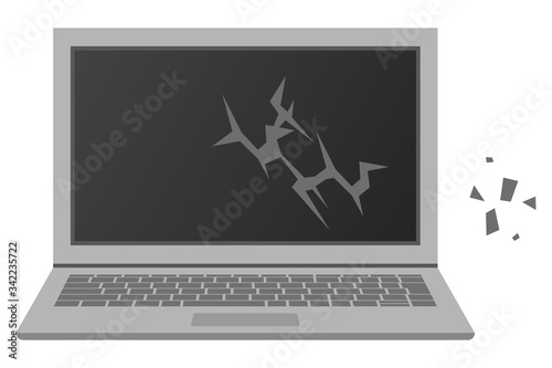 画面が割れたノートパソコン