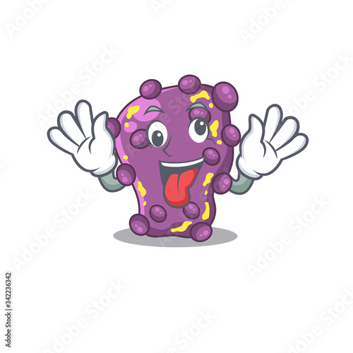 A cartoon design of shigella having a crazy face