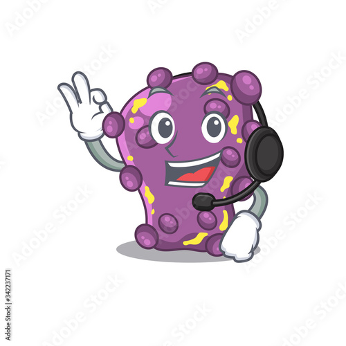 A gorgeous shigella mascot character concept wearing headphone