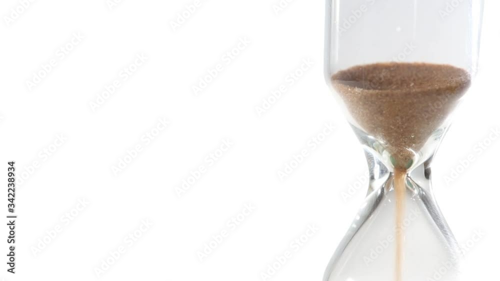 video with sandglass isolated on white background