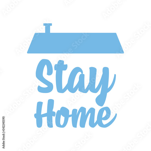Stay home text with roof. House symbol. Self isolation quarantine in order to prevent coronavirus spread.