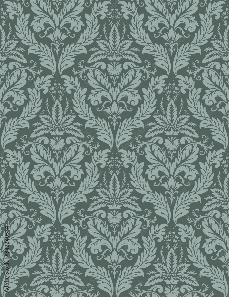 Vector damask seamless pattern element. Classical luxury old fashioned ornament, royal victorian seamless texture for wallpapers, textile, wrapping. Exquisite floral baroque template.