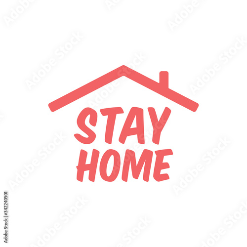 Stay home text with roof. House symbol. Self isolation quarantine in order to prevent coronavirus spread.