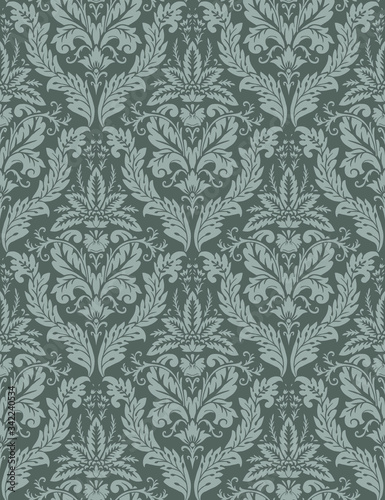 Vector damask seamless pattern element. Classical luxury old fashioned ornament, royal victorian seamless texture for wallpapers, textile, wrapping. Exquisite floral baroque template.
