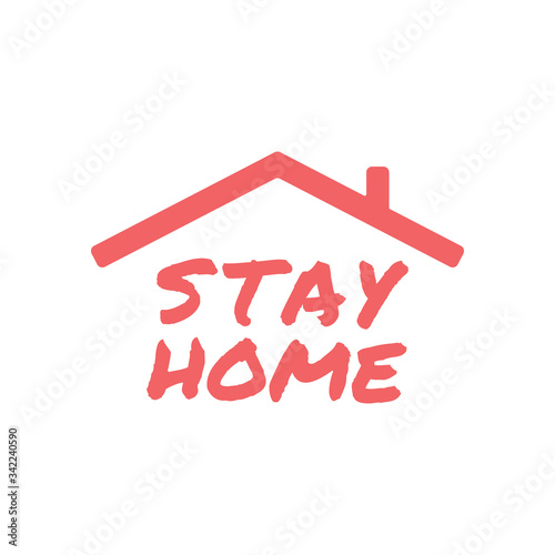 Stay home text with roof. House symbol. Self isolation quarantine in order to prevent coronavirus spread.