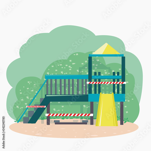 Children's Playground with slide closed to the public