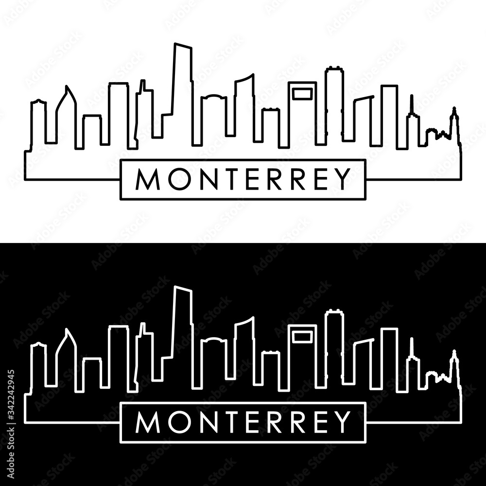 Monterrey skyline. Linear style. Editable vector file.