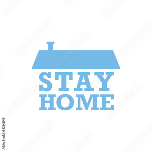 Stay home text with roof. House symbol. Self isolation quarantine in order to prevent coronavirus spread.