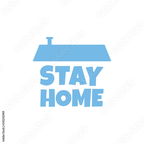 Stay home text with roof. House symbol. Self isolation quarantine in order to prevent coronavirus spread.