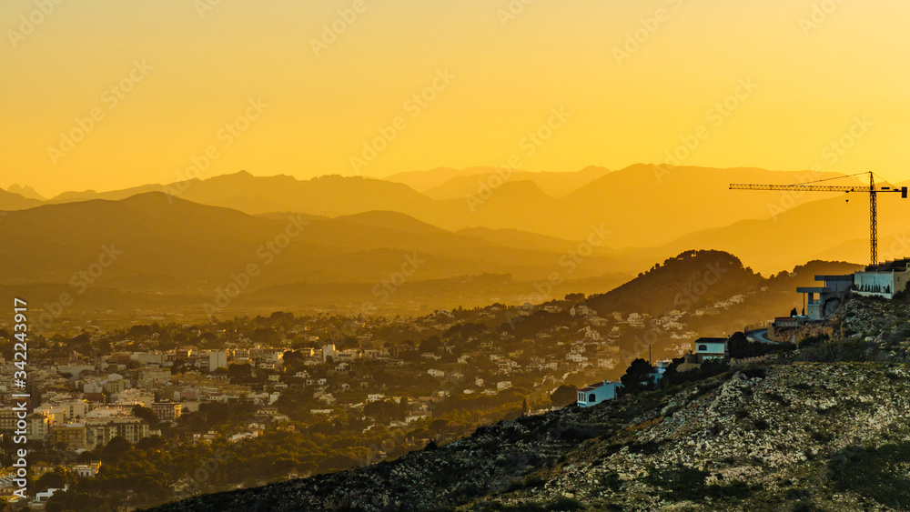 Sunset over spanish coastal hills landscape Sunset over spanish coastal hills landscape