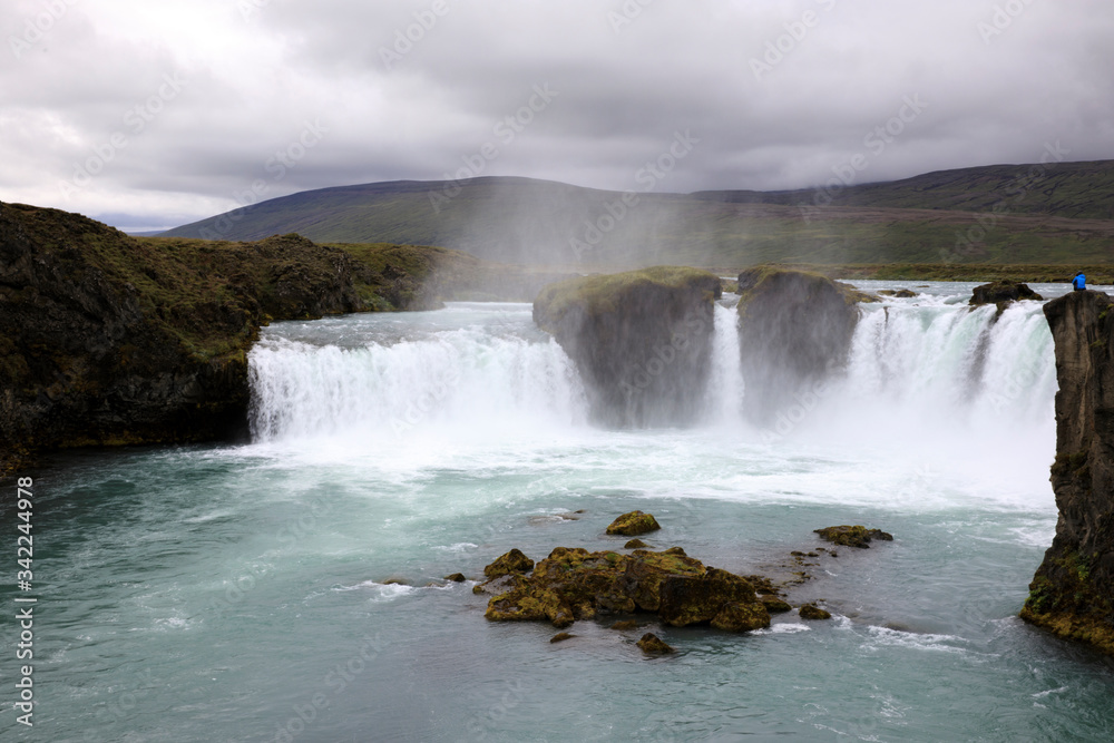 Godafoss / Iceland - August 26, 2017: The Godafoss waterfall, Iceland, Europe