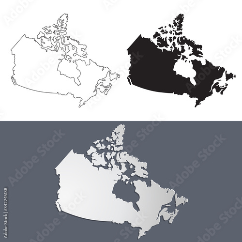 Vector map Canada in paper cut style. Outline Canada map. Isolated vector Illustration.