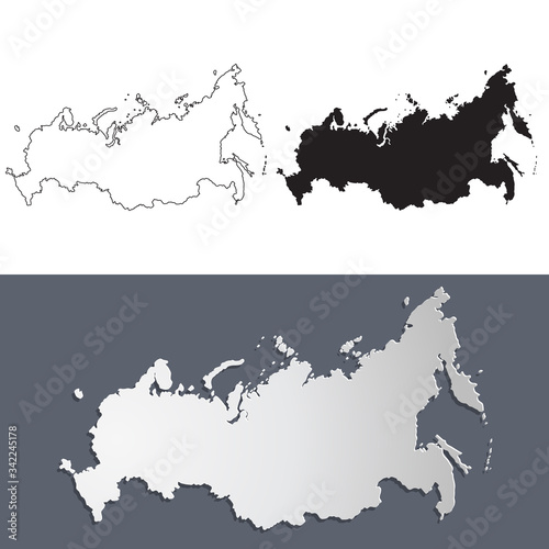 Vector map Russia in paper cut style. Outline Russia map. Isolated vector Illustration.