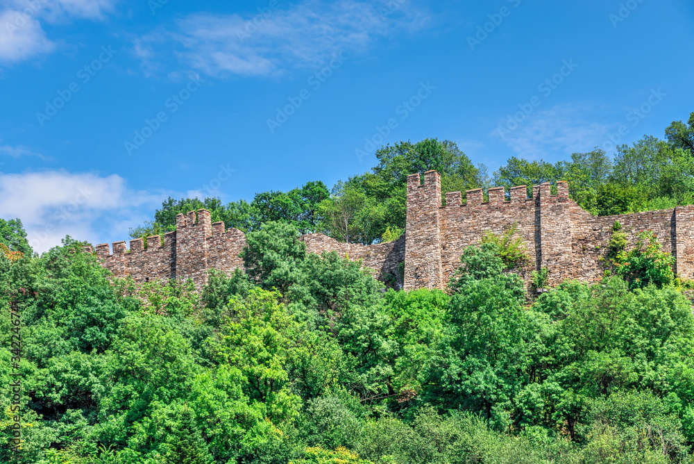 Fortification walls of Tsarevets fortress in Veliko Tarnovo, Bulgaria