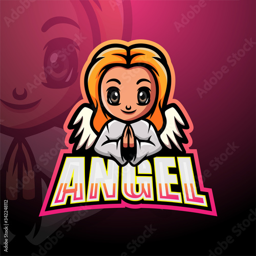 Angel girl mascot esport logo design