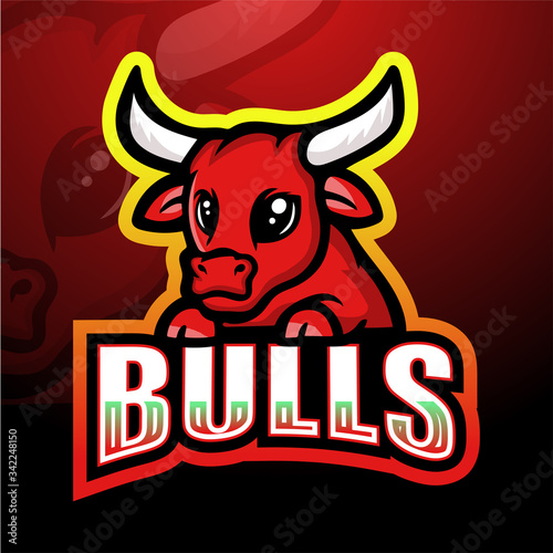 Red bull mascot esport logo design