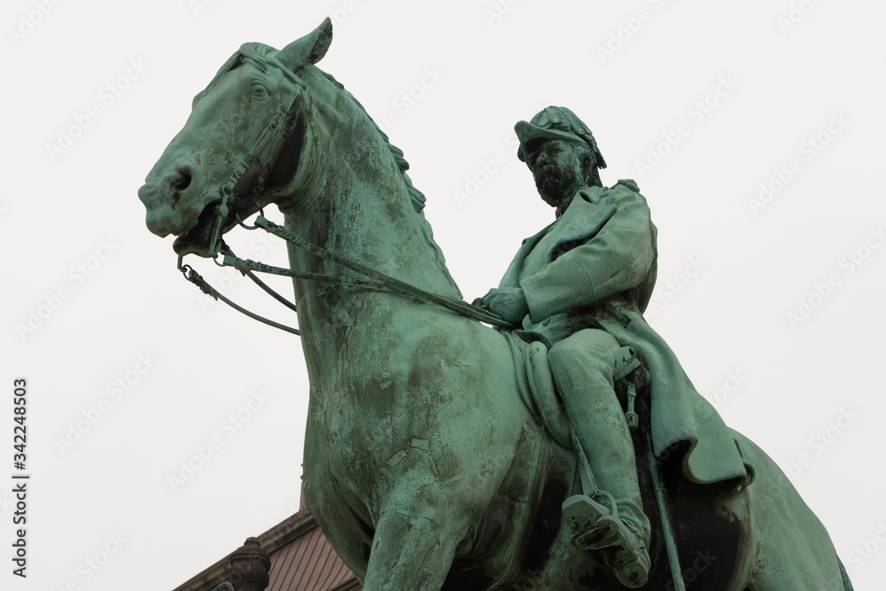 Fototapeta premium Equestrian statue of Christian IX at Christiansborg Palace ,Copenhagen, Denmark 