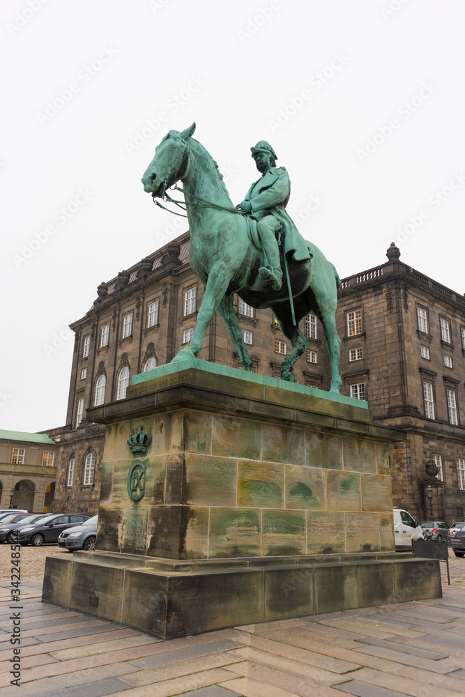 Equestrian statue of Christian IX at Christiansborg Palace ,Copenhagen, Denmark 