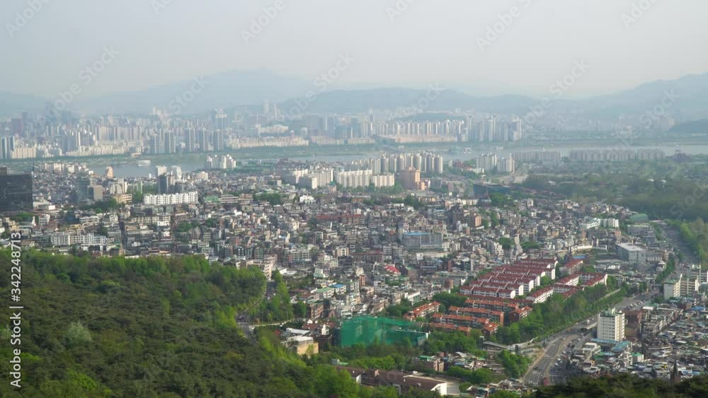 Panoramic view of Seoul downtown on dusty weather Panoramic view of Seoul downtown on dusty weather