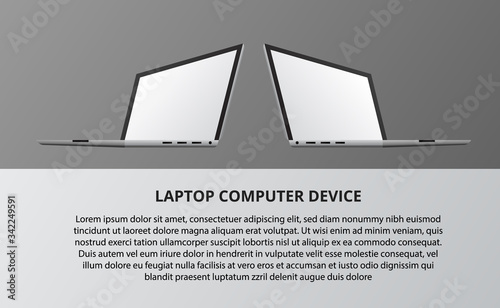 computer laptop display mockup. 3d device isometric for technology.