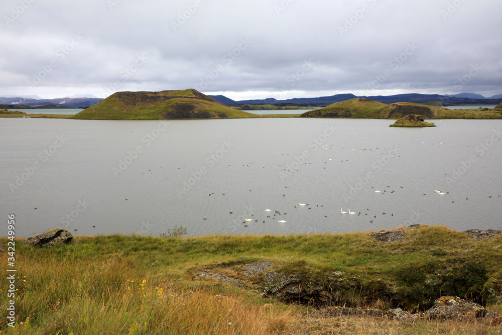 Myvatn / Iceland - August 26, 2017: Lake Myvatn area, Iceland, Europe