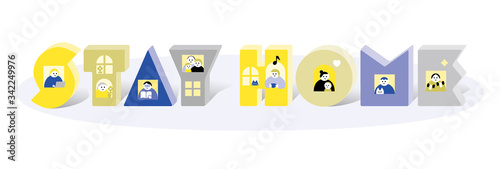 家にいよう__楽しく_並び_STAY HOME,Happy,blue,yellow