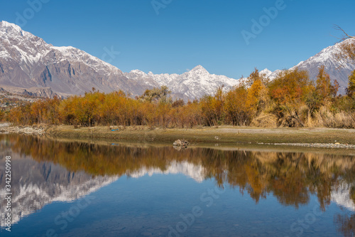 Autumn in Gupis village in Pakistan, Hindu Gush mountain range