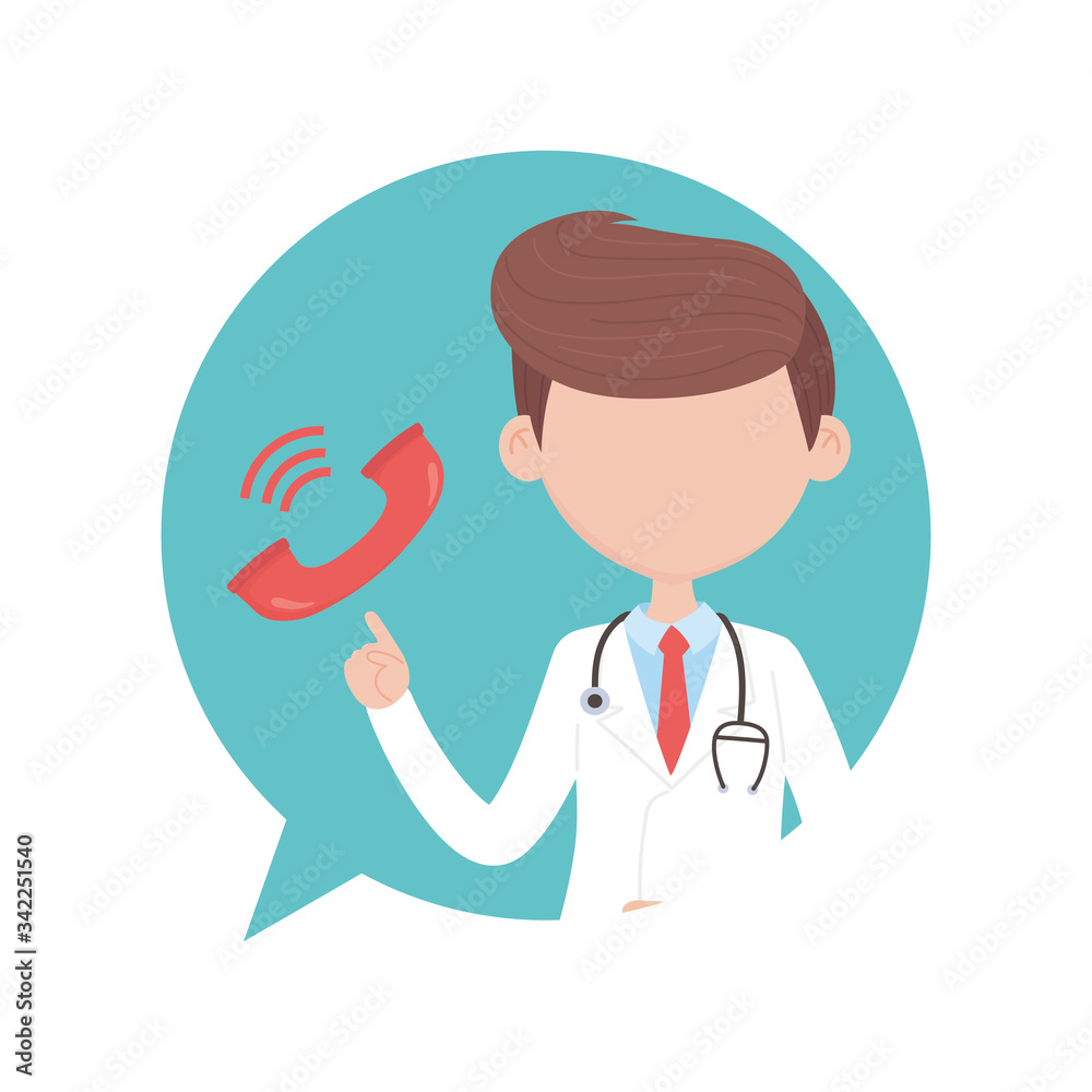 covid 19 coronavirus, doctor professional calling consultation, isolated icon covid 19 coronavirus, doctor professional calling consultation, isolated icon