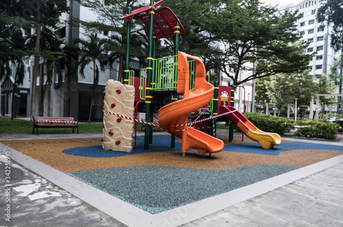 Public are restricted from using the playground during the pandemic circuit breaker period. photo