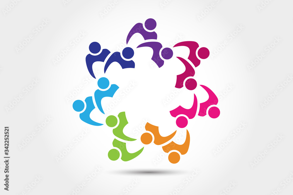 Logo teamwork unity business embraced couple people Logo teamwork unity business embraced couple people