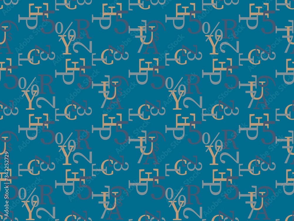  letter and  symbols on a seamless spring pattern.