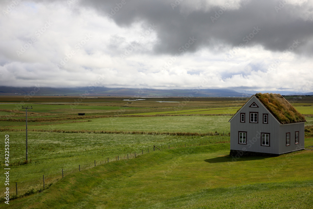 Akureyri / Iceland - August 26, 2017: The landscape near Laufas Folk museum area, Iceland, Europe