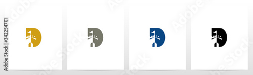 Castle With Flag On Letter Logo Design D