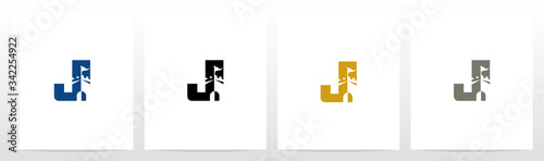 Castle With Flag On Letter Logo Design J