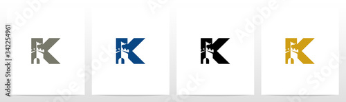 Castle With Flag On Letter Logo Design K