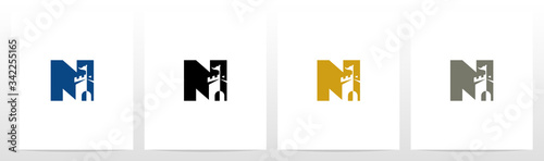 Castle With Flag On Letter Logo Design N