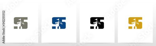 Castle With Flag On Letter Logo Design S