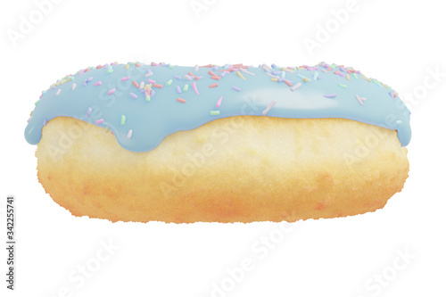 3D Rendering donut with sprinkles isolated on white background