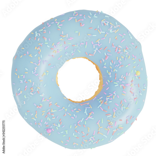 3D Rendering donut with sprinkles isolated on white background
