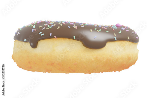 3D Rendering donut with sprinkles isolated on white background