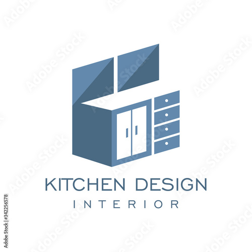 Cabinet Furniture Kitchen Set Interior Graphic Vector Logo Design 