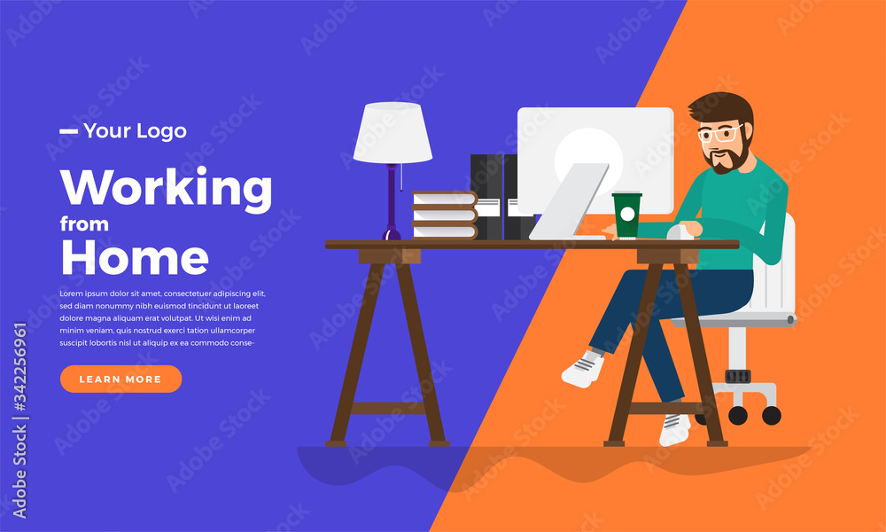 Illustrations concept people working from home. Stay home. Vector illustrate.