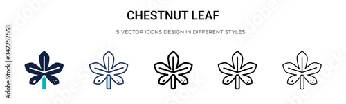 Chestnut leaf icon in filled, thin line, outline and stroke style. Vector illustration of two colored and black chestnut leaf vector icons designs can be used for mobile, ui, web