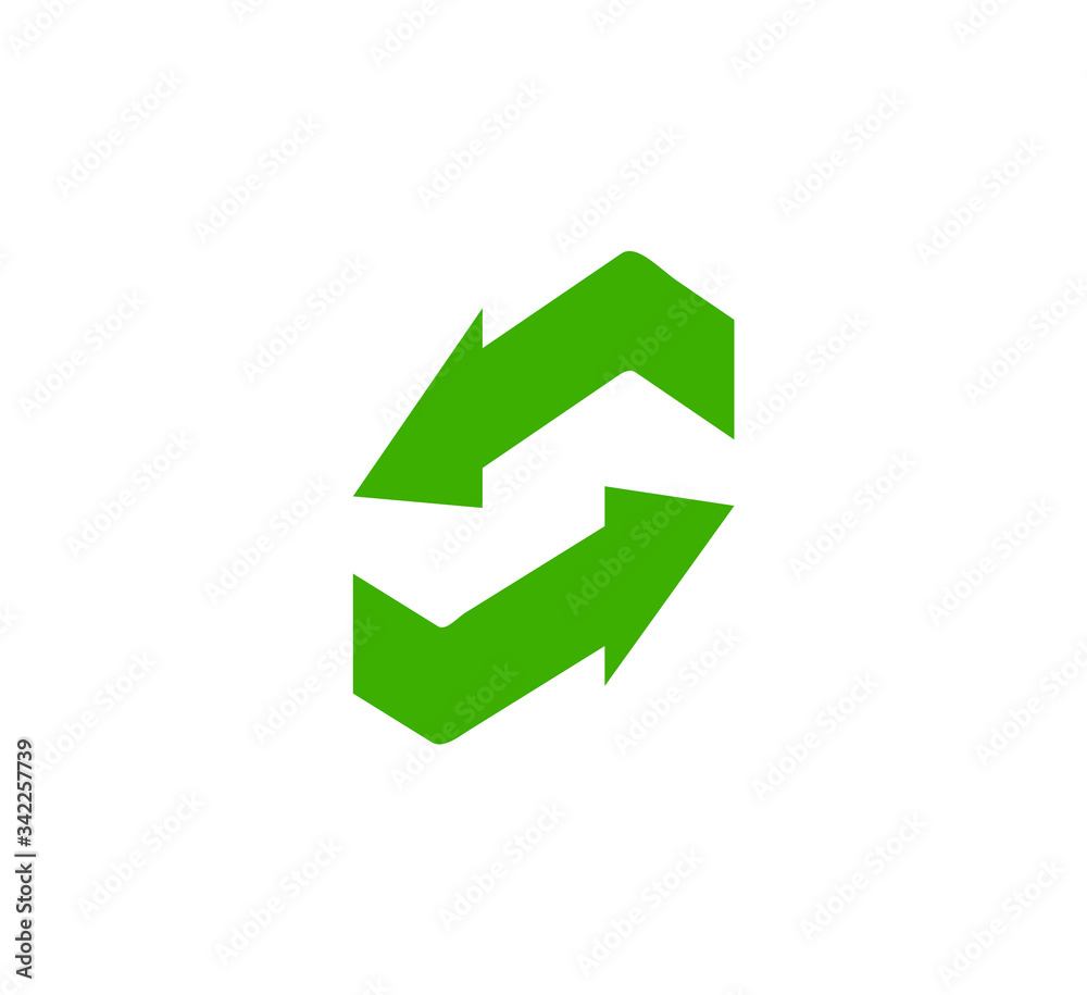 Recycle icon, garbage sorting symbol, waste recycling sign, green arrows, environmental vector isolated illustration Recycle icon, garbage sorting symbol, waste recycling sign, green arrows, environmental vector isolated illustration