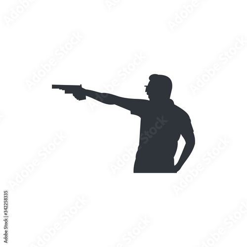 shoot logo template, pistol design vector, army play