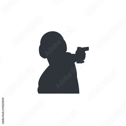 shoot logo template, pistol design vector, army play
